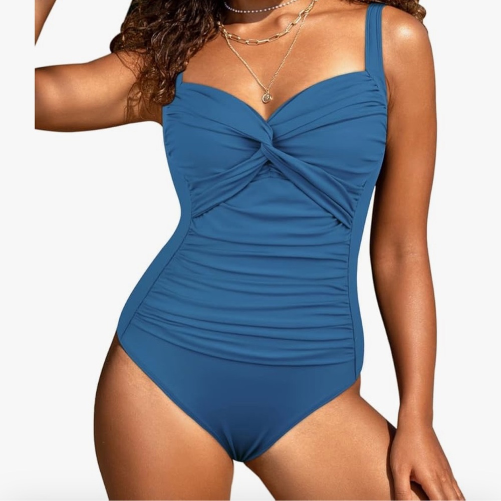 Hilor Women's Tummy Control One Piece Swimsuits Front Twist Slimming Monokini